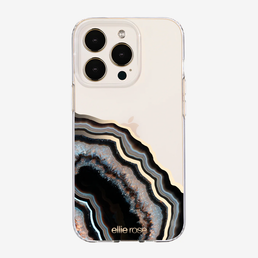 Ellie Rose Black & Gold Agate iPhone 14 Pro Max Case